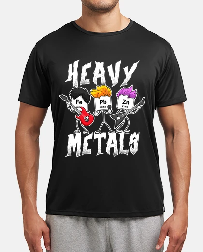 Tee-shirt heavy metal tableau périodique chimie groupes de musique rock