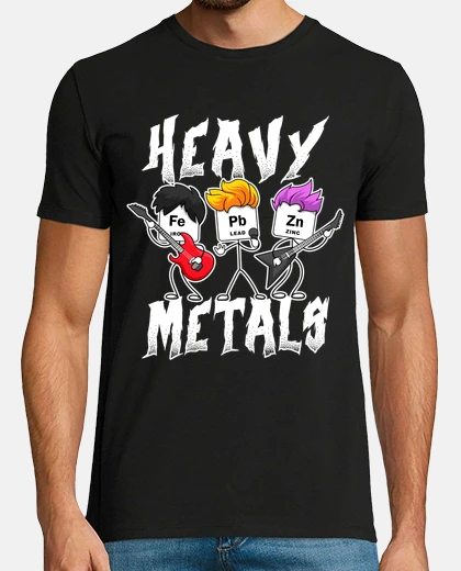 Tee-shirt heavy metal tableau périodique chimie groupes de musique rock