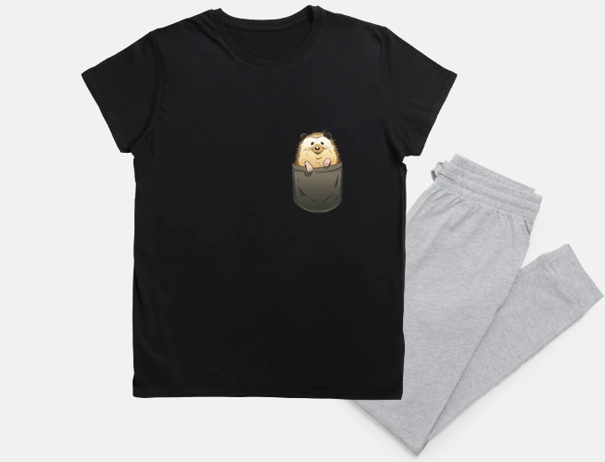 Pyjama hedgehog in pajama pocket.