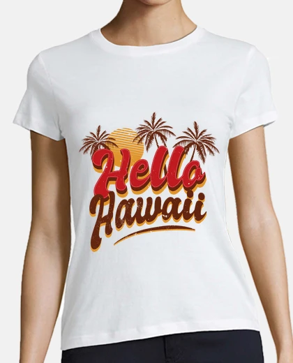 Tee-shirt hello Hawaii , girl , vintage ,retro