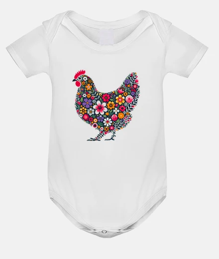 Kids hen fabrics multicolor flowers egg baby bodysuit onesie