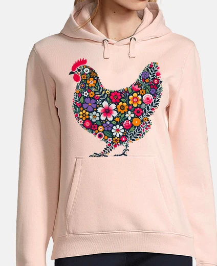 Hoodie hen fabrics multicolor flowers egg tyrol why