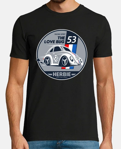 T-shirt herbie beetle auto 53 rallye racing spirit classico vw beetle
