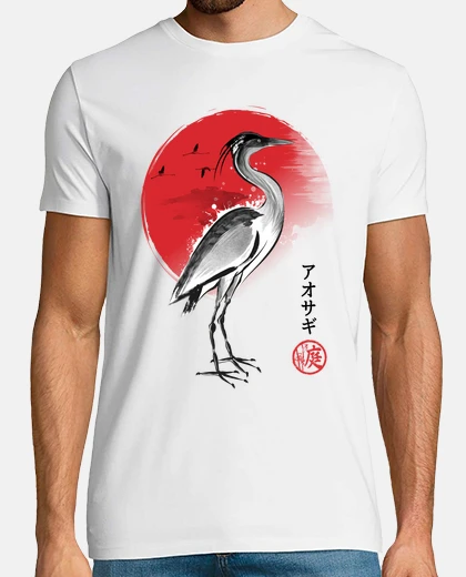 Camiseta Heron sumi e