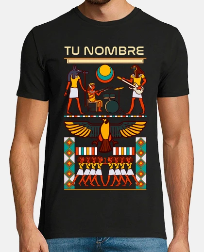 Tee-shirt hiéroglyphe egypte musique rock and roll personnalisé