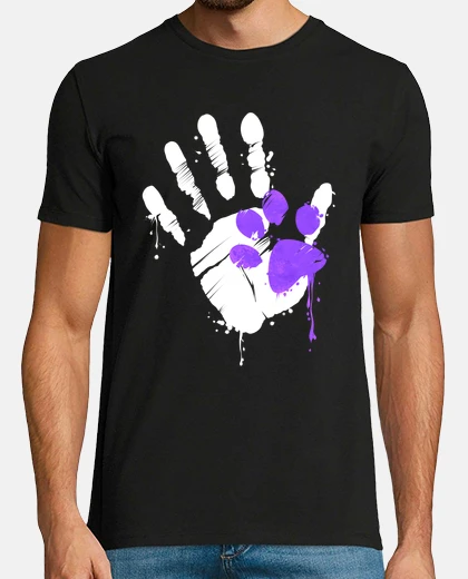 T-shirt High Five Hand Print With Purple Paw