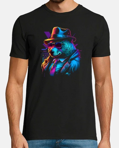 T-shirt hip hop synthwave bear