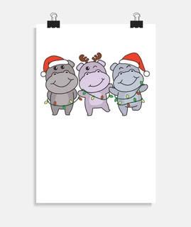 Hippo Christmas Animals Cute Hippos