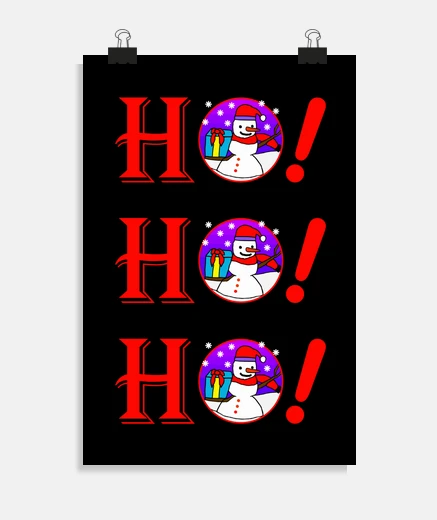 Poster Ho Ho Ho Bonhomme de neige Noel