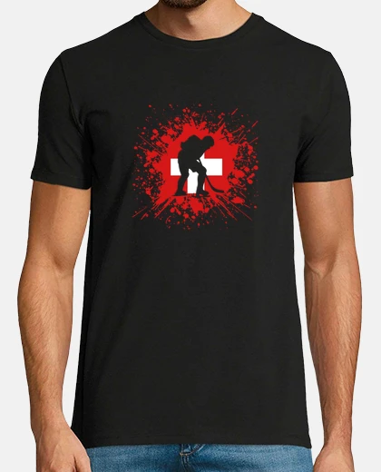 Tee-shirt hockey sur glace suisse ch sports d&#39;hiver splash flag