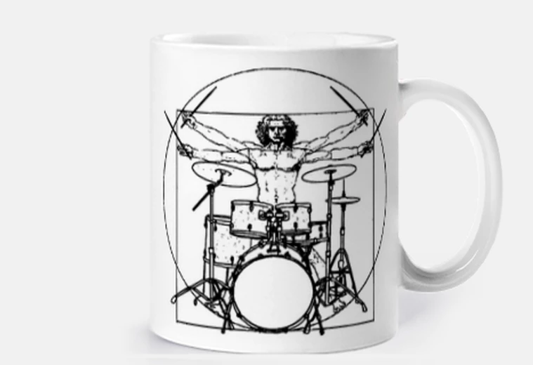 Taza Hombre de Vitruvio Rock - Batería
