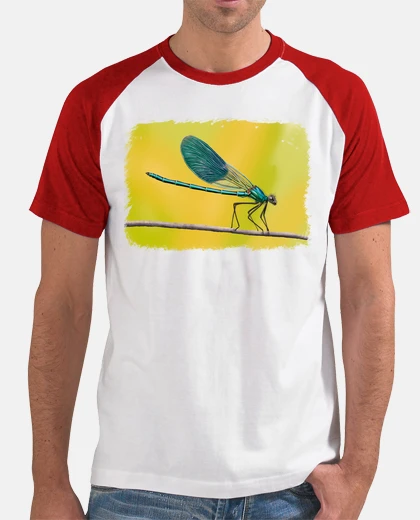 Camiseta Hombre, estilo béisbol, blanca y roja