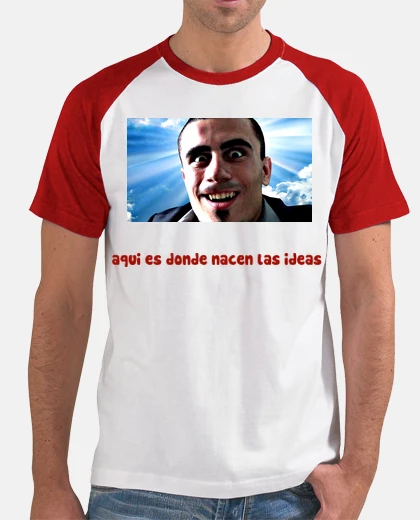 Camiseta Hombre, estilo béisbol, blanca y roja