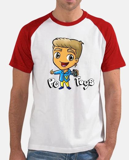 Camiseta Hombre, estilo béisbol, blanca y roja