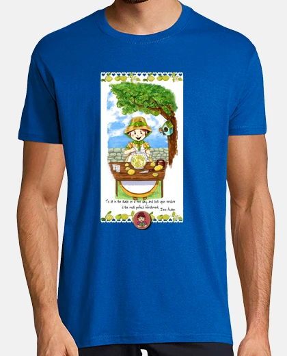 Camiseta Hombre, estilo retro, azul royal y blanca