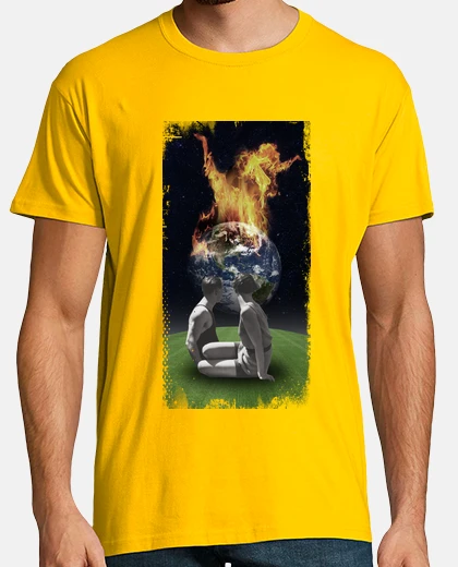 Camiseta Hombre, manga corta, amarillo mostaza, calidad extra