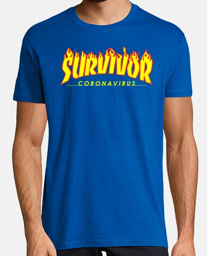 Camiseta Hombre, manga corta, azul royal, calidad extra - Survivor