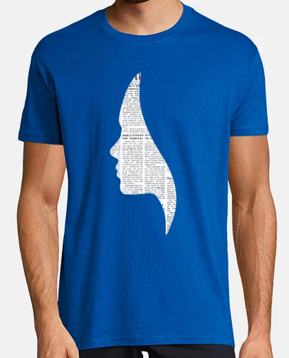Camiseta Hombre, manga corta, azul royal, calidad extra con silueta mujer collage diario