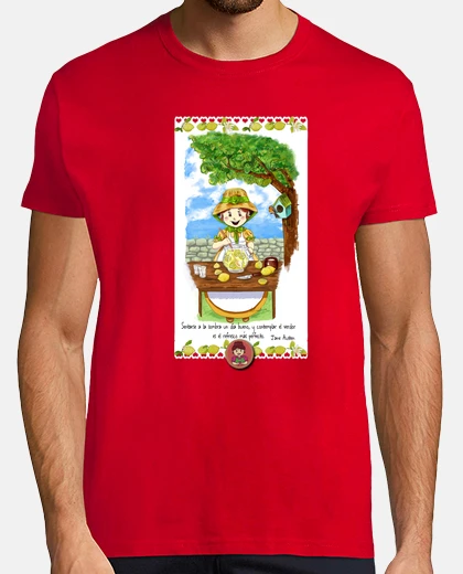 Camiseta Hombre, manga corta cuello pico cerrado, rojo