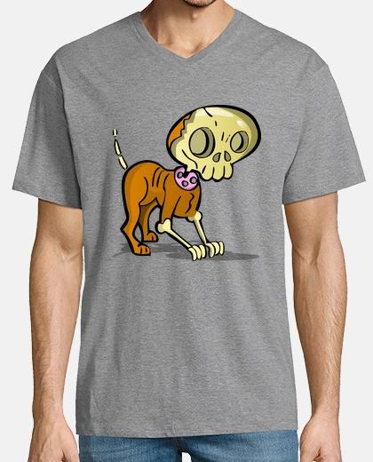 Camiseta Hombre, manga corta cuello pico largo, gris vigoré