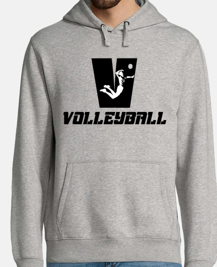 Sudadera Hombre, sudadera con capucha, gris vigoré, volleyball