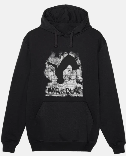 Sudadera Hombre, sudadera con capucha, negro, parkour