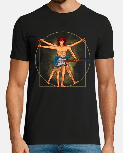 Tee-shirt homme de vitruve guitare électrique drôle musique