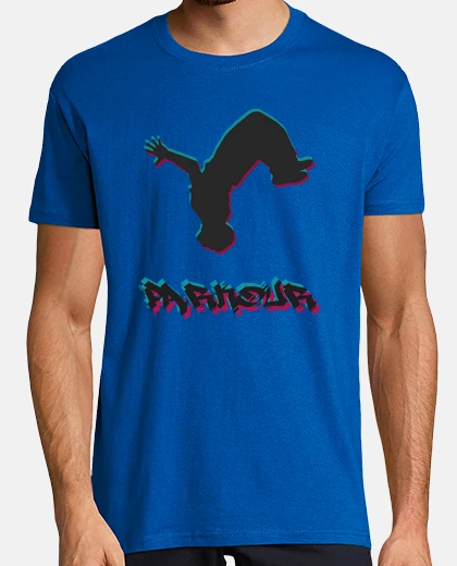 Tee-shirt homme, manches courtes, bleu royal, qualité extra, parkour