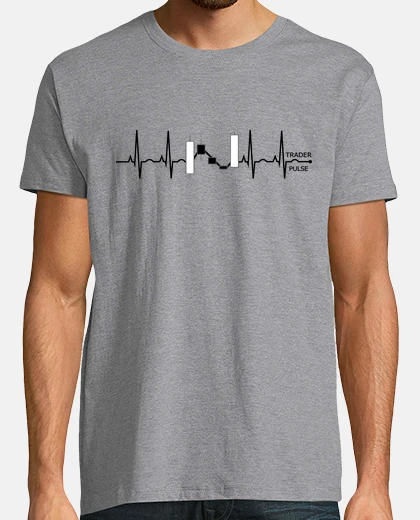 Tee-shirt homme, manches courtes, gris chiné, qualité extra, trader