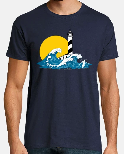 Tee-shirt homme, phare de vague