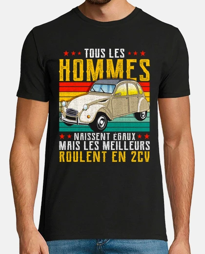 Tee-shirt Hommes Avec Vintage Citroen 2CV