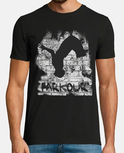 Tee-shirt hommes, manches courtes, noir, qualité extra, parkour