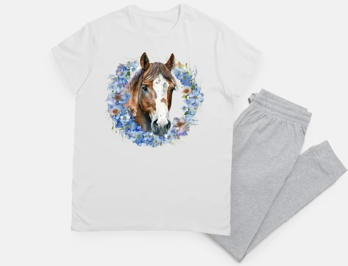 Pyjama horse with flax flowers fashion boho jo night sleep olympia