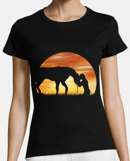 Horse Love Sundown Shadow Girl with