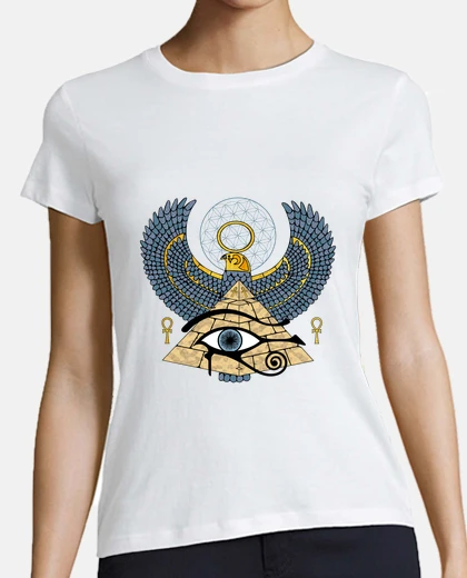 Tee-shirt horus faucon horus ankh fleur de vie