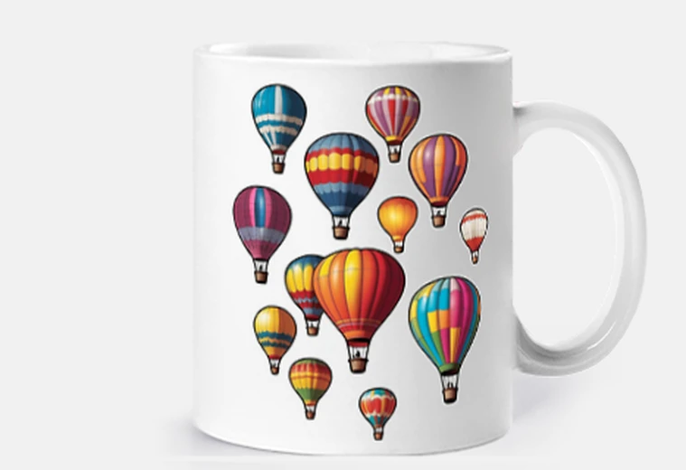 Cup hot air balloons airships cup coffee tea croissants herbal tea aircraft aerostat