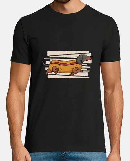 T-shirt hot dog cane bassotto umorismo divertente, foodtruck, perrito llarguet