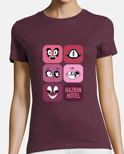 Tee-shirt hôtel hazbin - visages en rose