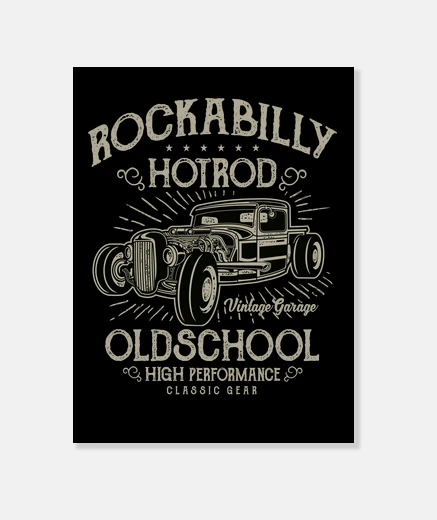 Wall hotrod rockabilly music vintage rockers usa canvas print