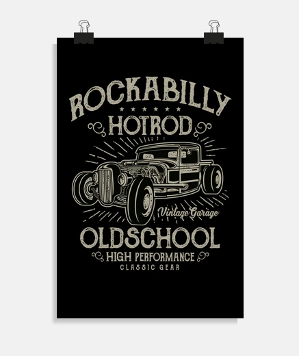 Poster hotrod rockabilly musique vintage rockers USA affiche