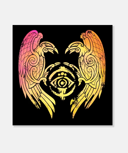 Stampa Hugin e Munin corvo vichinghi colorati