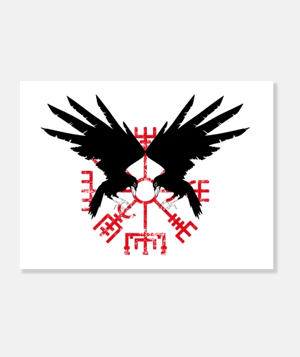 Stampa hugin e munin corvo x vichinghi