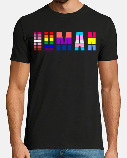 Tee-shirt humain arc en ciel couleurs LGBT queer