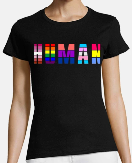 Tee-shirt humain arc en ciel couleurs LGBT queer