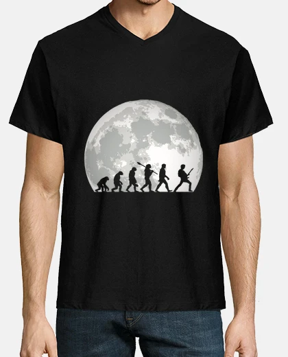 T-shirt Human Evolution Guitar Band Moon