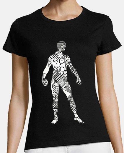 T-shirt human silhouette white circuit