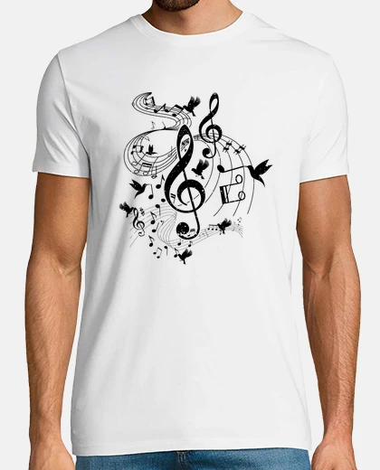 Tee-shirt humoristique mélodie airs musicien oiseaux symboles auteurs-compositeurs nouveauté instrumentiste ma