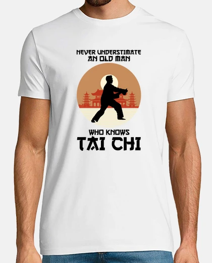 Tee-shirt humoristique ne sous-estimez jamais un vieil homme qui connaît le tai chi nouveauté grappling sports