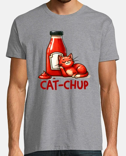 Tee-shirt humour chat ketchup