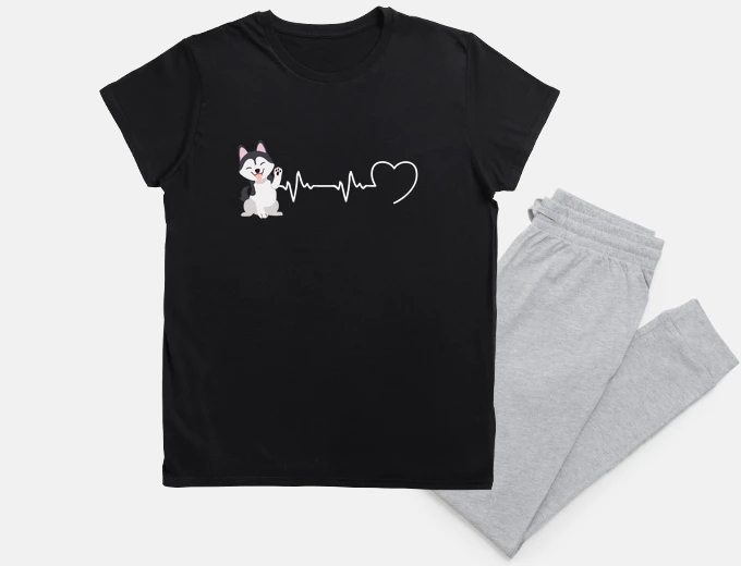 Pyjama husky woman humor heartbeat